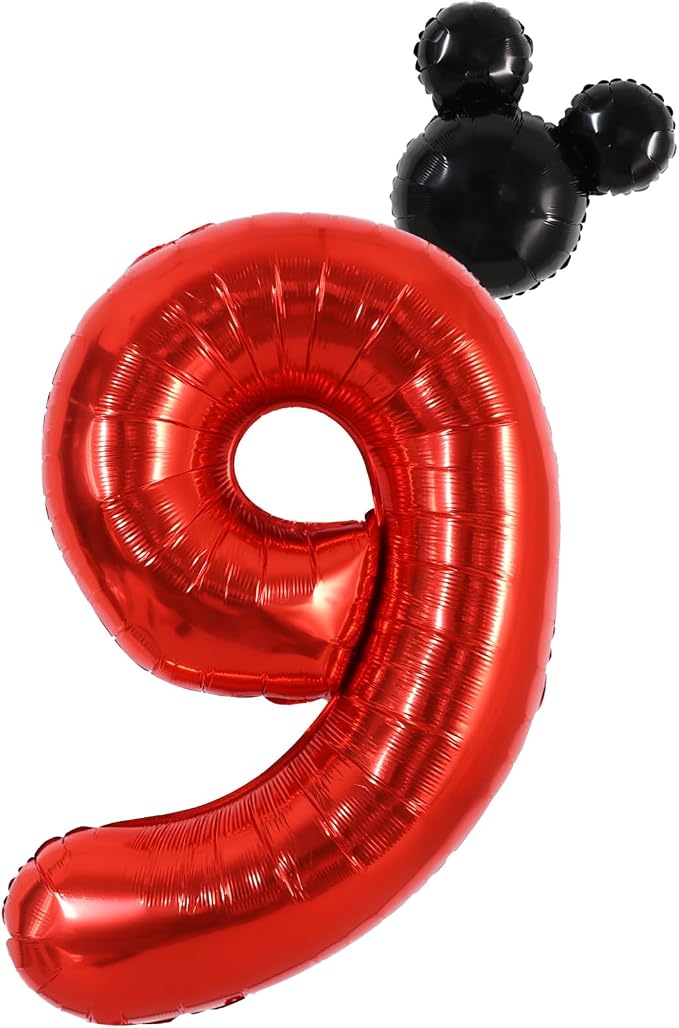40 Inch Red Foil Number 9 Balloon by Vuzvuv