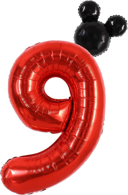 40 Inch Red Foil Number 9 Balloon by Vuzvuv