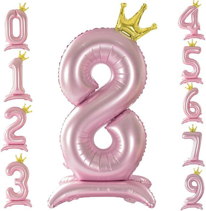 42 Inch Crown Pink Number 8 Balloon by Eoopoon