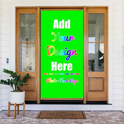 Custom Door Cover Banner, Lime | Personalize, Photo Text Logo Name, Background by ZOLRITH