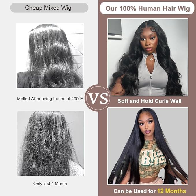 28 Inch 13x6 Lace Front Wigs Human Hair 200 Density HD Full Frontal Straight Lace Front Real Human Hair Wigs Pre Plucked for Women Tiny Knots No Tangle Minimal Shedding Longer Lifespan