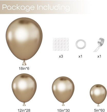 Ouddy Party 129Pcs Chrome Gold Balloons Different Sizes - Image 2