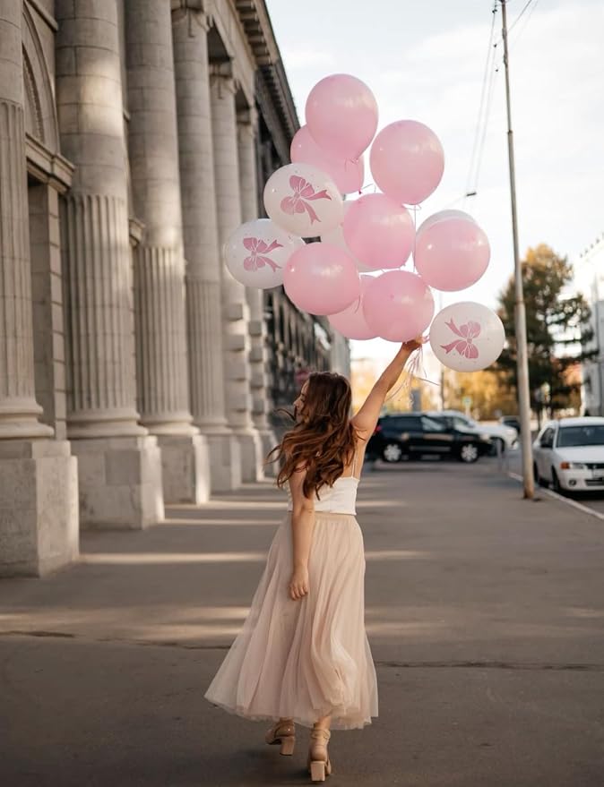 Pink Bow Balloons, Coquette Girly Party Decorations - Image 8