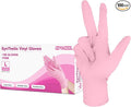 Disposable Gloves Large, Nitrile and Vinyl Blend Material Gloves, Latex Free 4 Mil 100 Pc Food Grade Glove for Cleaning, Food Prep,Hair Dye,Tattoo, Pink