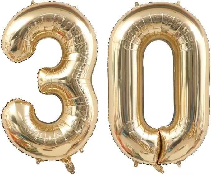 Gold 30 Balloon Numbers, 40 Inch Large Big Giant 30th Birthday Balloons by Unknown