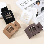 Velscrun Flat Hair Clips for Women Girls, Matte Lay Flat Claw Clips, Strong Hold Large Hair Clip for Thick or Thin Hair, French Duck Billed Hair Jaw Claw Clip, Non Slip Grip for Daily Styling Black