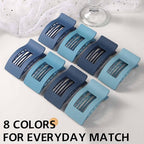 8 Pack French Flat Hair Clips for Women – Large Matte No-Slip Claw Barrettes for Thick & Thin Hair, Strong Hold Styling Accessories (Blue)