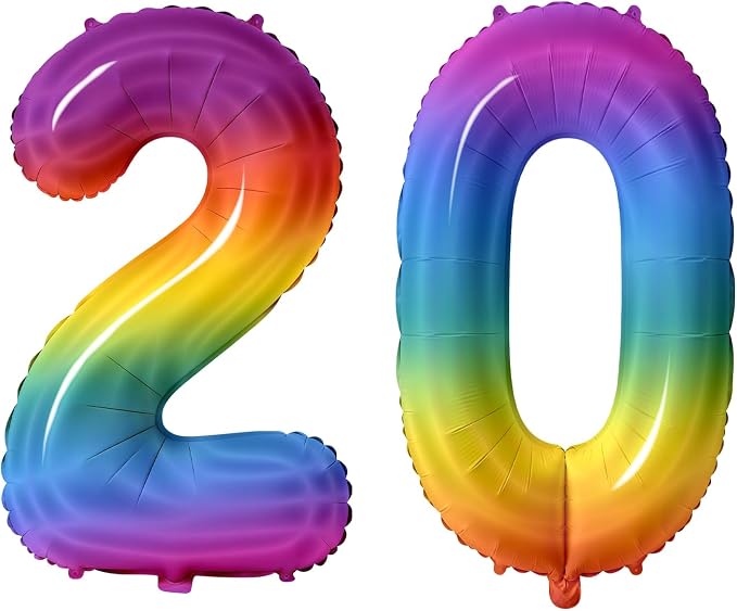 Number 20 Balloons for 20th Birthday Party Decorations, 0-100 Large No.20 by Joycard
