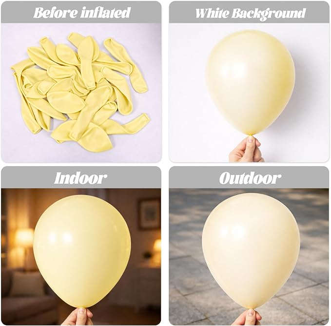 Voircoloria 110pcs Pastel Yellow Light Yellow Latex Party Balloons, 12inch | - Image 3