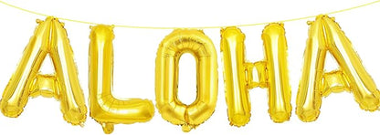 16 Inches ALOHA Letter Balloons Banner by Broeify