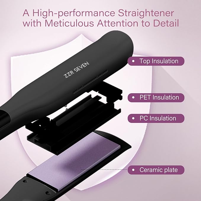 Hair Straightener, 1.25” Flat Iron and Curler 2 in 1, Ceramic Coating, Quick Heat Up, 4 Temp. Options, for All Hair Type, Less Frizz, Shinier and Smoother, Dual Voltage for Travel, Black