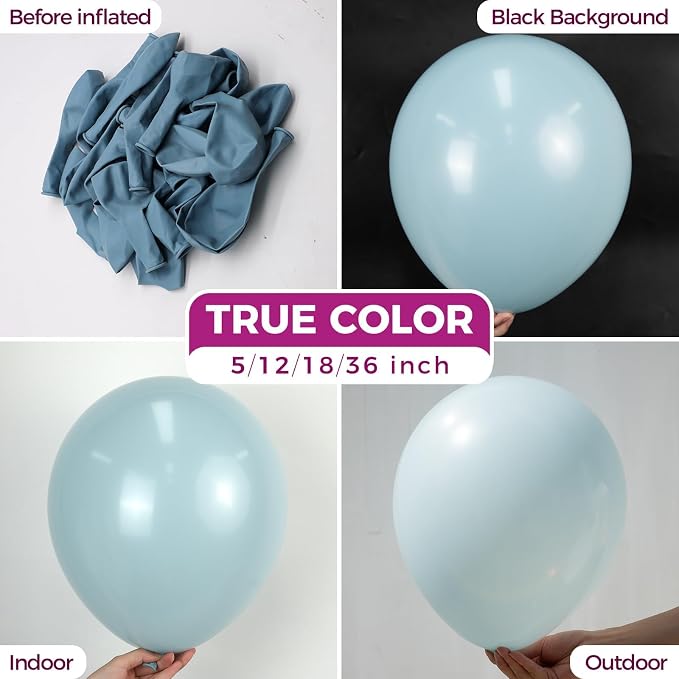 Bezente Dusty Blue Giant Latex Round Balloons 36 Inch 8 Pack | Haze Blue - Image 2