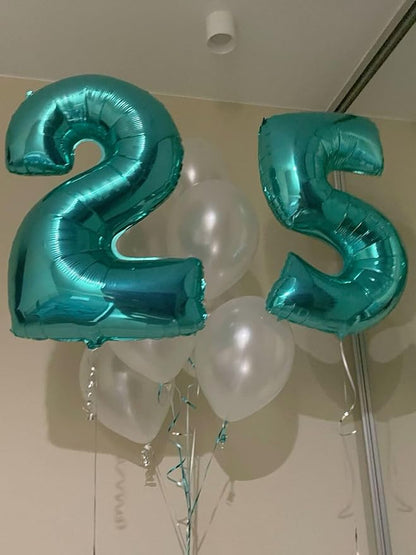 Teal Blue Number 2 Balloon 40 inch, Balloon numbers party supplies, deco photo - Image 5