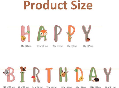SUNBEAUTY Woodland Party Decorations Woodland Happy Birthday Banner Forest - Image 3