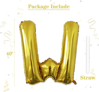 VHUWE 40 inch Gold Letter W Balloon, Big Size Alphabet Foil Mylar Helium - Image 2