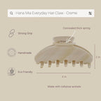 Premium Durable Acetate Hair Claws - Large 4 Inch No-Slip Claws for Thick Hair | 1 Piece (Creme)