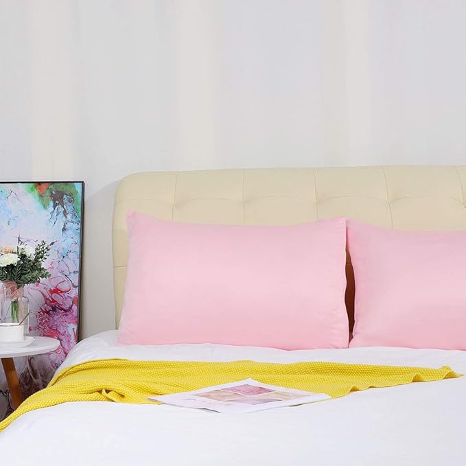 uxcell 2 Pack Silk Satin Pillowcase for Hair and Skin, Cool, Silky, Soft Breathable Pillow Cases Travel Size 14x20 Inch Sateen Pillowcase Pink with Envelope Closure