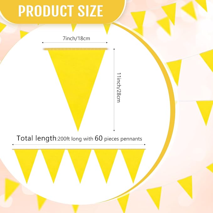 Tatuo 200 Feet Solid Pennant Banners Flags String Triangle Hanging DIY Bunting - Image 2