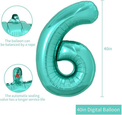 TONIFUL 40 Inch Large Teal Blue Number Balloons, Giant Jumbo Helium Foil Mylar - Image 2