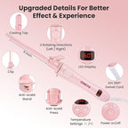 CHIKYO Automatic 9mm Rotating Curling Iron, 3/8 Inch Ceramic Barrel Curling Wand, Tiny Small Automatic Hair Curler with Anti-Scald Press & Anti-Scald Stand, Curling Iron for Short Hair(Pink)