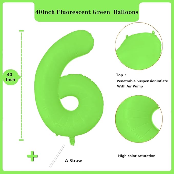 Fluorescent Green Number Balloon 40 inch Giant Foil Helium Balloons Green - Image 2