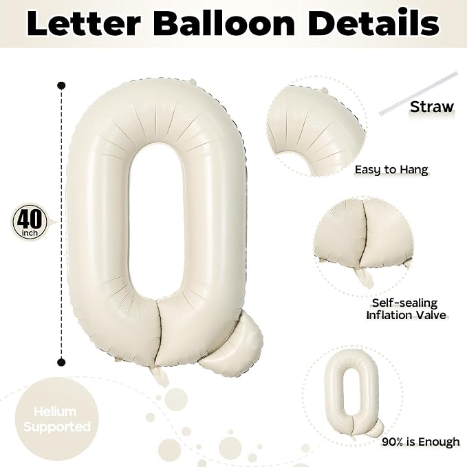 Cream Q 40 Inch Alphabet Foil Name Balloon - Image 2
