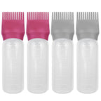 4 PCS Root Comb Applicator Bottle,Hair Oiling Applicator,Hair Oil Applicator Bottle for Hair Dye Shampoos Hair Salons.6oz (Grey+Red)