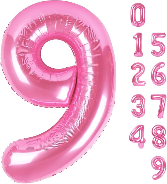 9 Balloon Number 40 Inch Pink Balloons by Mluchee