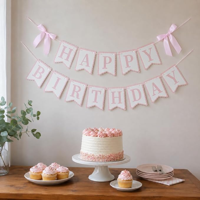 Pink Happy Birthday Banner - Image 2