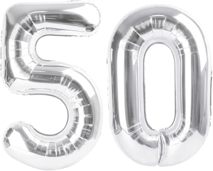 50 Balloon 40 inch Silver Number Balloons by Enyeopd