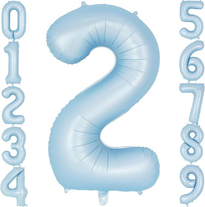 Light Blue Number 2 Balloon, 40 Inch Big Large Foil Number Balloons, Giant by AIQINHU