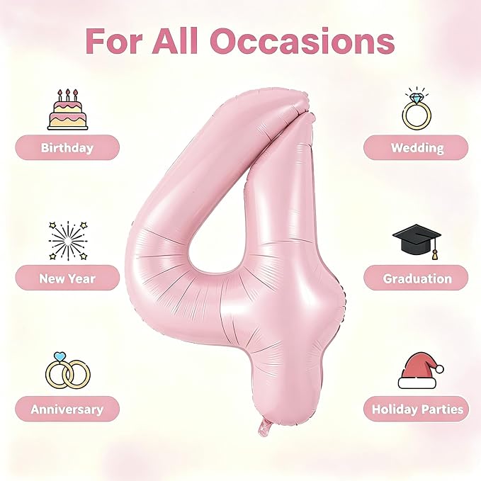 Number Balloons Pink Party Balloon - Image 5