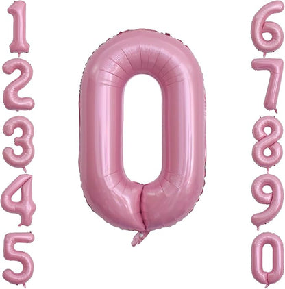 Pearlescent Pink Number 0 Balloon 40 Inch, Shiny Foil by Unknown