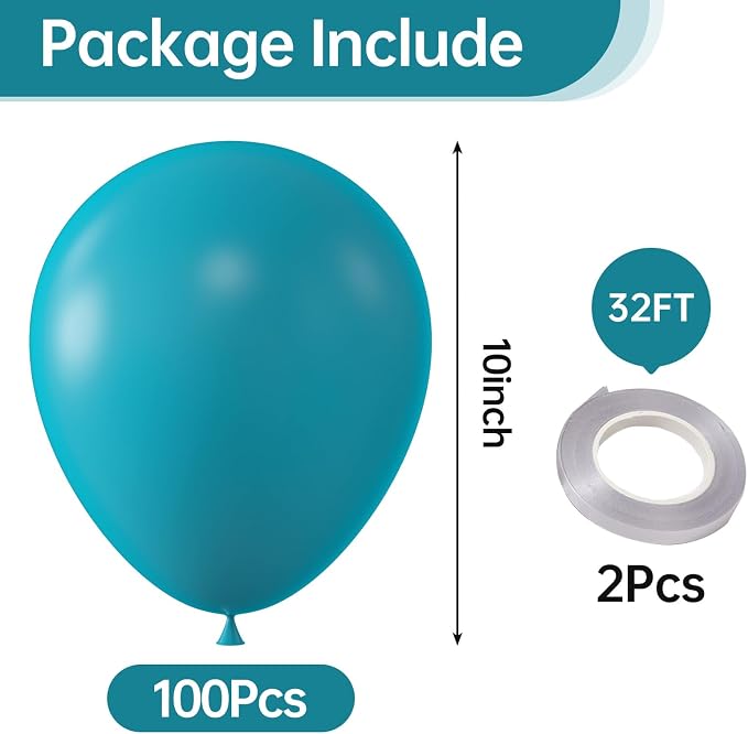 10 Inch Retro Peacock Blue Balloons - Image 2