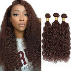 26 28 30 Inch Brown Bundles Human Hair #4 Curly Bundles Niegmeag Peruvian Virgin Remy Hair Chocolate Brown Kinky Curly Bundle Double Weft Hair Weave 300g
