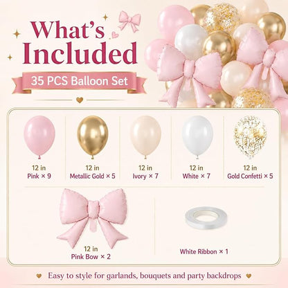 Pink Gold Balloons, 12 Inch Pastel Pink Metallic Gold Balloon - Image 2