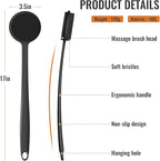 Silicone Back Scrubber for Shower, 17in Lengthen Long Handle Body Brush, Double Sided Shower Brush for Shower Exfoliating and Massage Can Produce Rich Foam, Long Handle Back Scrubber for Men