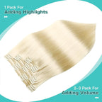 SURNEL Clip in Hair Extensions Platinum Blonde Straight Real Clip in Human Hair Extensions 18inch 6pcs 120g(#60,18'')
