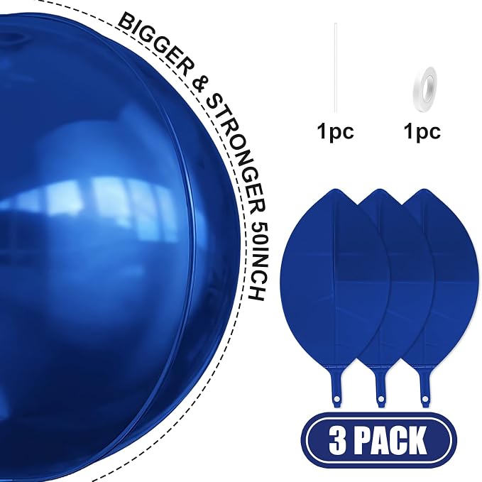 50 Inch Giant Navy Blue Round Foil Balloons - Image 2