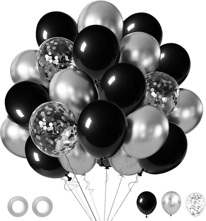 Black and Silver Balloons, Thick & Durable, by LuhcXbs