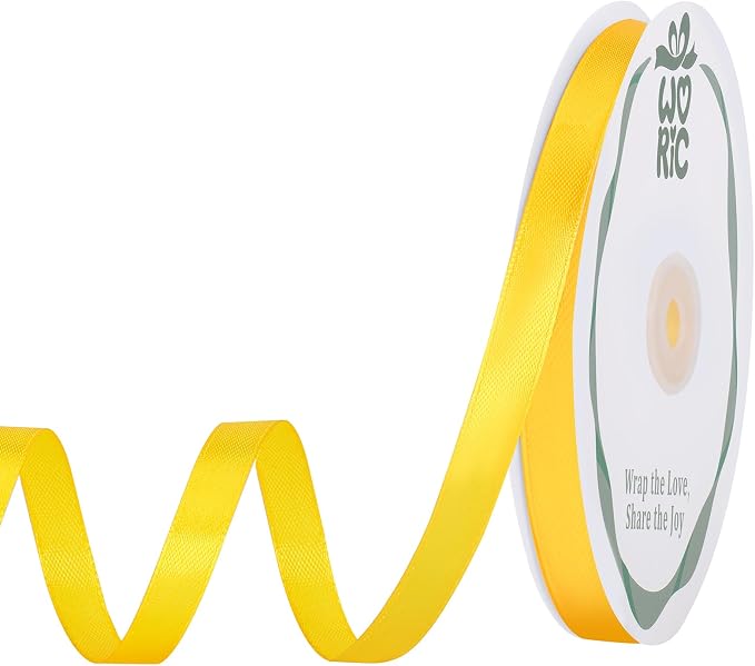 woric 120 Yards Yellow Satin Ribbon 3/8 Inch Ribbon by woric
