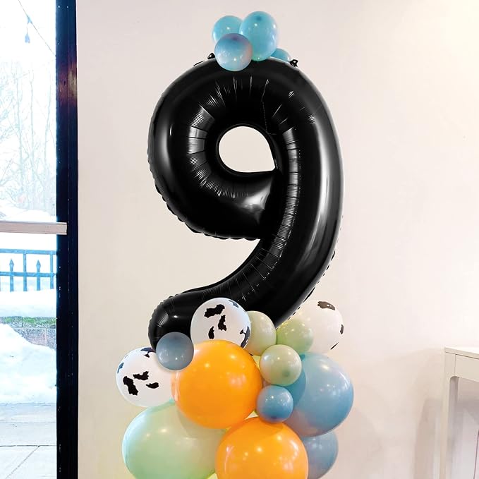 Black Number 9 Balloons 40 Inch Large Foil Balloons, Giant Number Balloon - Image 5