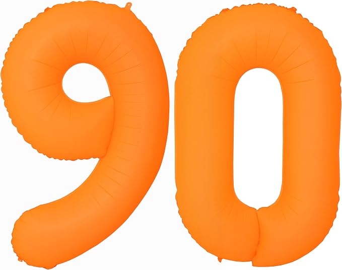 Orange Birthday Number 90 Balloon 40IN Fluorescent Orange 90 Balloon | by YOIOZAIZAI