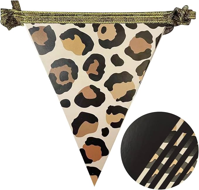 Leopard Black Pennant Banner Flag Hanging Paper Triangle Bunting - Image 3