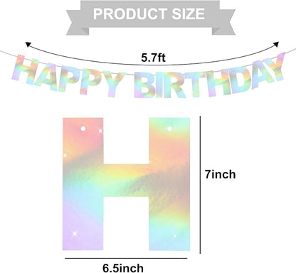 BEISHIDA Pre-Strung Iridescent Happy Birthday Banner Party Sign Decoration | NO - Image 2
