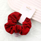 2-Piece Women's Winter Volumizing Hair Tie - Knitted Plush Hair Tie, Thickened Elastic Hairband, Suitable for Ponytails, Comfortable Hair Accessory (Red)