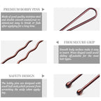 100PCS 2.4Inch U Shaped Hair Pins,Brown Bobby Pins for All Hair Types,Hair Pins for Women,Pain-Free U Pins for Buns With Box（Brown）
