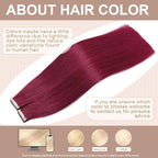 Tape in Hair Extensions Human Hair 16 Inch 20pcs Invisible Tape ins Hair Extensions Real Human Hair 99J Red Wine Burgundy Remy Seamless Injected Tape Extensions