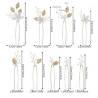 Handmade Pearl Bridal Wedding Hair Pins 9Pcs White Flower Gold Leaf Pearls Clips Bridal Hair Accessories for Women Brides Bridesmaid