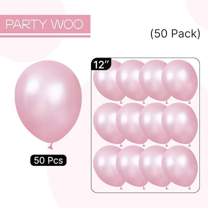 PartyWoo Pearl Pink Balloons 50pcs Light Pastel Baby Pink Color | 12 Inch - Image 6